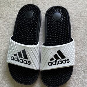 Adidas Black and White Comfort Slides